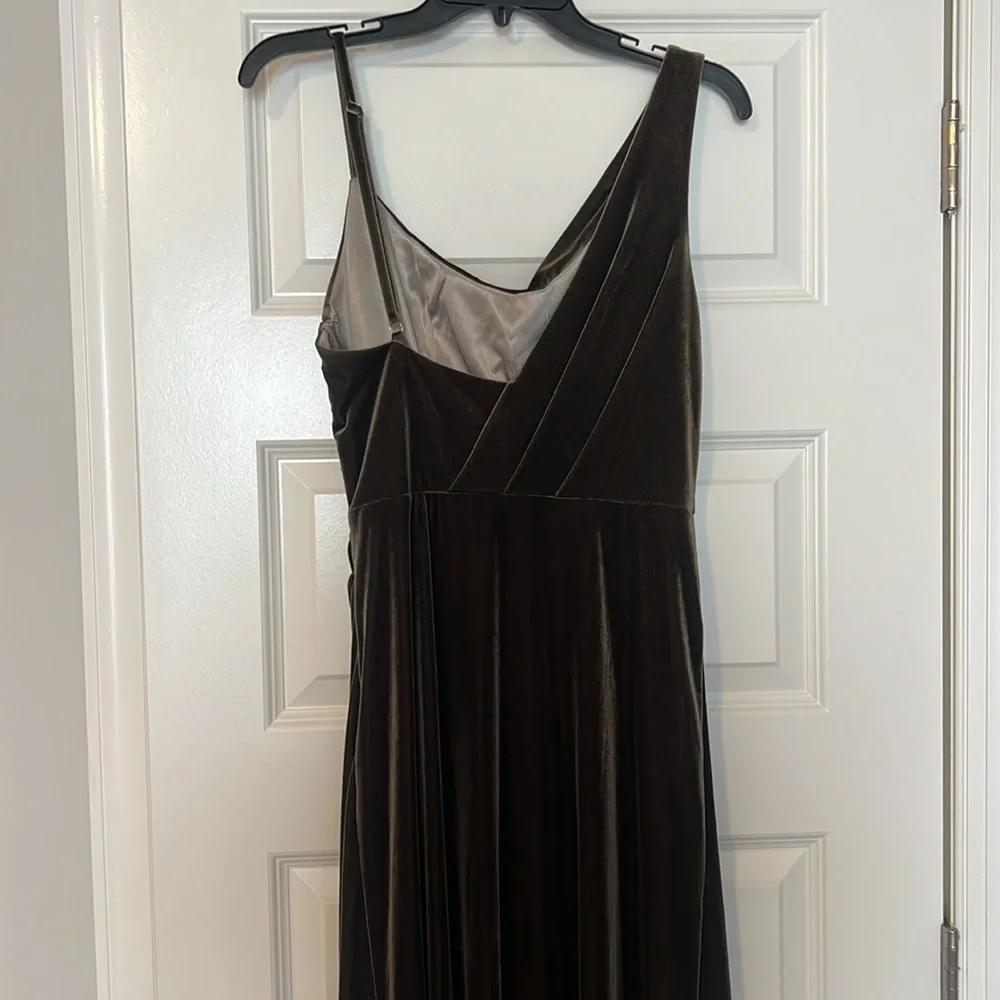 Green velvet formal dress